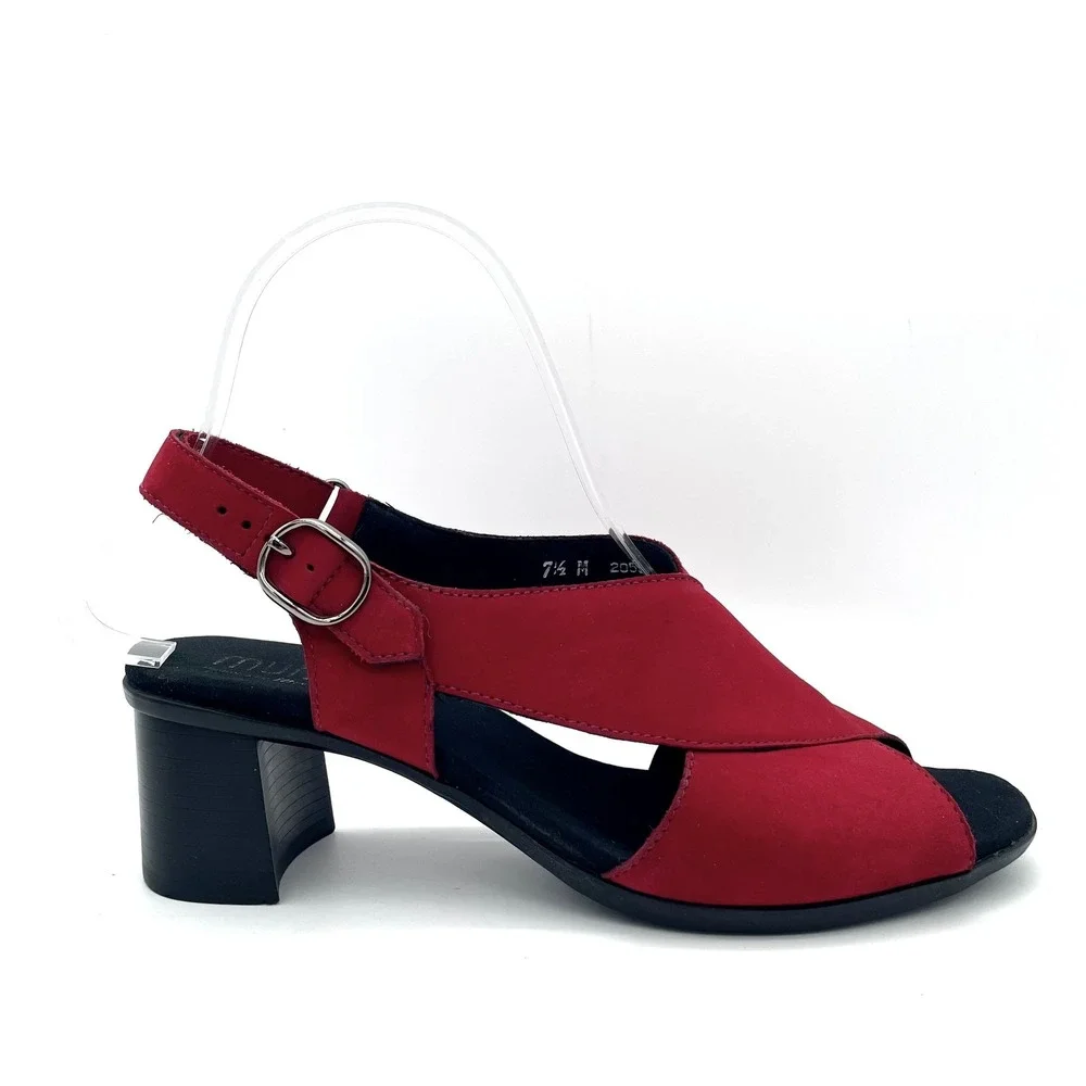 Munro Red Nubuck Leather Slingback Heels Womens 7.5M Comfort Sandals USA